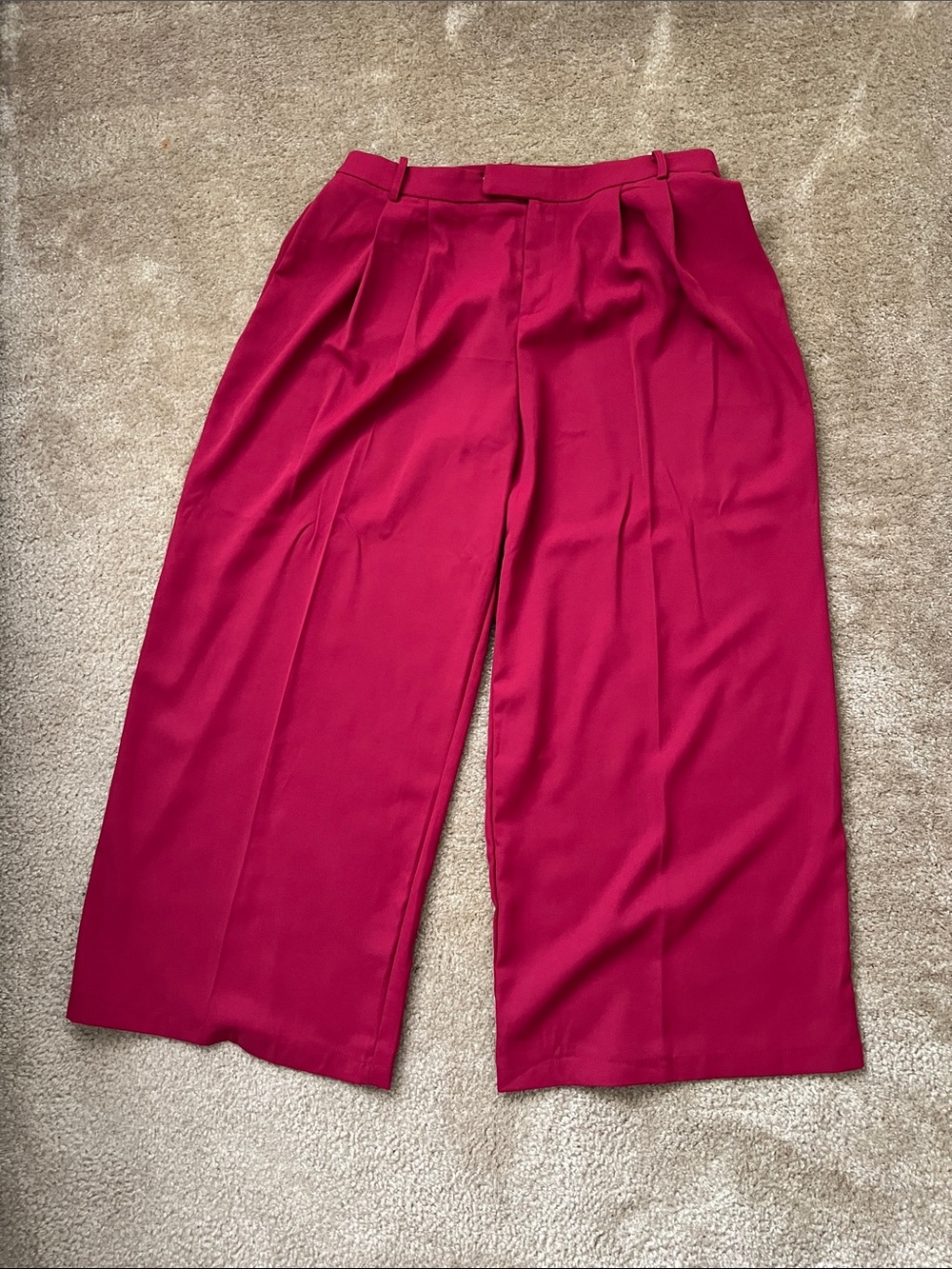 Wide Leg High-Waist Pants in Deep Maroon